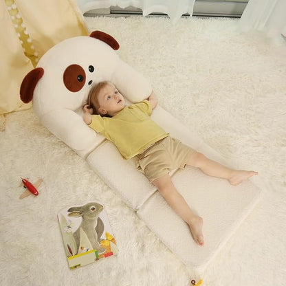 MOONBEEKI Comfy Toddler Chair, Kids Couch Fold Out to Lounger, Foldable Baby Sofa Plush for Girl and Boy Age 18 Months and Up （Charlie Dog）