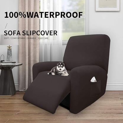 Easy-Going 100% Dual Waterproof Recliner Cover Stretch Soft Couch Cover for Dogs, Sofa Slipcover for Recliner Couch Leakproof Furniture Protector for Kids, Pets Chocolate