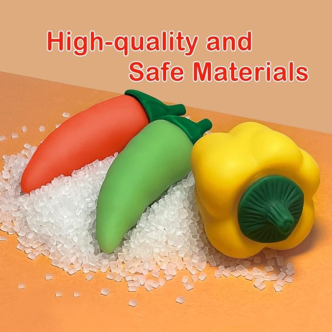 Pretend Play Food Set,Toy Food for Toddler Kids Kitchen Playset,Realistic Vegetables Fake Food Toy Kitchen Accessories,Soft Squeeze Toy Food Assortment