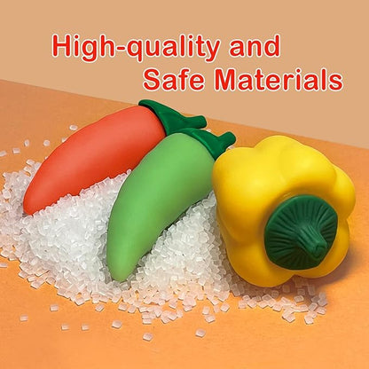 Pretend Play Food Set,Toy Food for Toddler Kids Kitchen Playset,Realistic Vegetables Fake Food Toy Kitchen Accessories,Soft Squeeze Toy Food Assortment