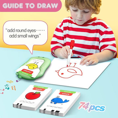 Preschool Learning Activities Toddler Toys Reusable Writing Drawing Talking Flash Cards Phonics Education Card Pocket Speech Therapy Toys for Boys and Girls, Xmas/Birthday Gift