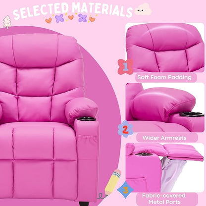 Marshmallow Larger Kids Reclining Chair Leather Recliner Sofa Children Ages 3-12