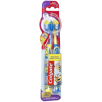 Colgate Kids , Minions, Extra Soft Toothbrush with Suction Cup, 2 Pack