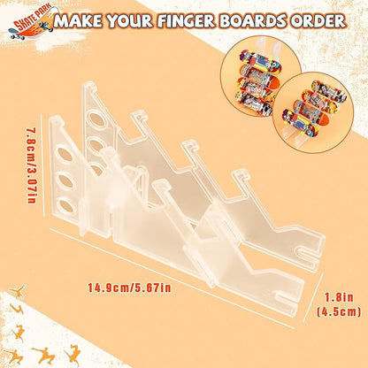 Finger Skateboard Ramps Set, 6-in-1 Bigger Fingerboard Skatepark Skate Park Kit Training Props with 6 Finger Skateboard 6 Finger Deck & Display Holder Finger Skate Toys for Kids & Adults Gifts