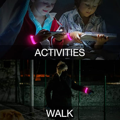 8 PCS LED Glow Bracelets, Light Up Wristbands - Halloween Glow in The Dark Party Bracelets Favors Supplies for Christmas, Concerts, Festivals, Game Prizes, Sports, Rave Accessories（Pink）