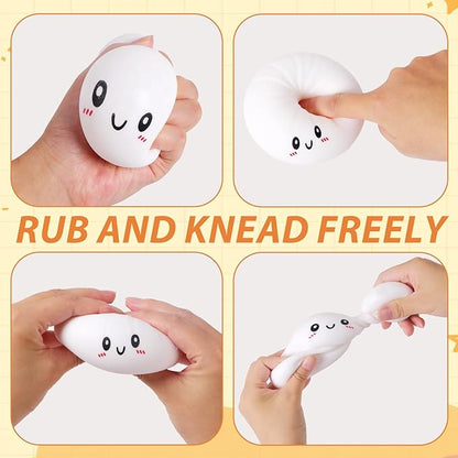 Squishy Dumpling Stress Balls for Adults, Dumpling Squishy Toys for Kids, Dumpling Fidget Sensory Toy, Squeeze Dough Ball Stress Relief Toy, Stretchy Stress Ball Squish Toys for ADHD