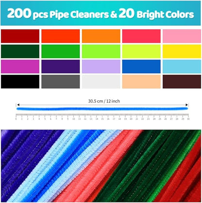 200pcs 20colors, Pipe Cleaners, Chenille Stems, Pipe Cleaners for Flower Making Crafts, Pipe Cleaner Crafts, Art and Craft Supplies