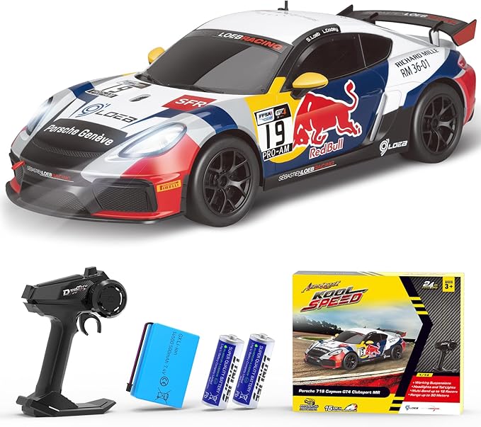 Porsche Remote Control Car, Officially Licensed Porsche 718 Cayman GT4 Toy Car 1:14 Red Bull Porsche RC Car Birthday Gift for Boys,Girls,Teens and Adults
