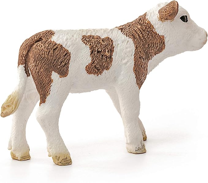 Schleich Farm World, Farm Animal Toys for Boys and Girls 3 and Above, Simmental Calf Toy Cow, Ages 3+, Multicolor, 2 inch