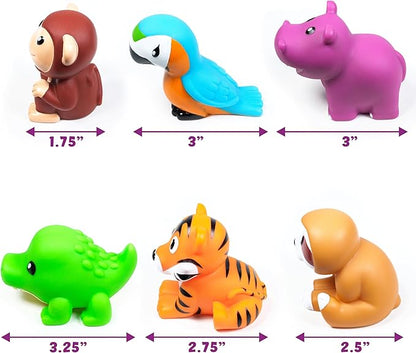 Tub Works® Rainforest™ Mold Free Bath Toys, 6 Pack | Sealed, No Hole Bath Toys Design Keeps Moisture Out | Soft, Squeezable & Float on Water | Easy-Grip Baby & Toddler Bath Toy | Great Baby Pool Toys