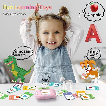 Learning-Toys, ABC Talking-Flash-Cards 252 Sight Words, Preschool Montessori-Toys for Kids, Educational Toddler-Toys for 2 3 4 5 6 Years Girls, Birthday Gifts, Pink