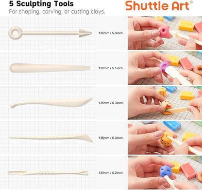 Shuttle Art 117 PCS Small Block Polymer Clay Kit, 95 Unique Colors & Extra Basic Colors, 5 Modeling Clay Tools, Non-Toxic, Non-Sticky, DIY Art Craft Gift for Kids Beginners