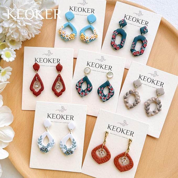 Keoker Polymer Clay Cutters, Boho Clay Cutters for Polymer Clay Jewelry, Basic Polymer Clay Cutters, Clay Earrings Cutters