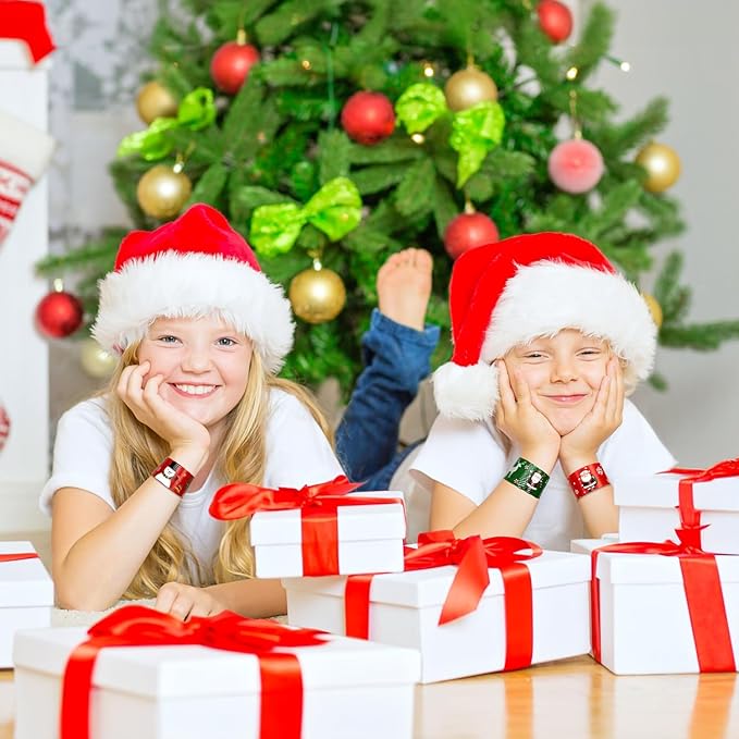 48 Pcs Christmas Slap Bracelets, Christmas Decorations, 12 Styles for Christmas Party Favors Christmas Stocking Stuffers