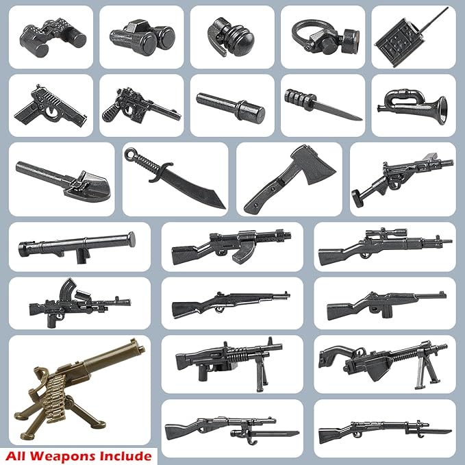 Finger Rock Military Base Series Small Suspension Building Set, WW2 Army Mini War Accessories Kits, DIY Defence Base Guard Tower Base Guns Army Supplies Block Toy for Kids 8 10 12 14