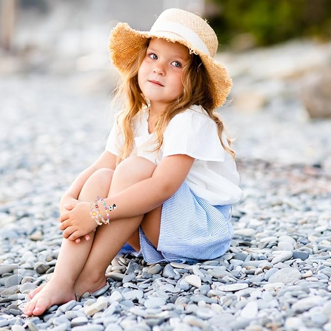 PinkSheep Bracelets for Girls, 18pc/24pc Colorful Beaded Stretch Bracelets for Little Girl Teen Girl, Friendship Bracelet Bracelets Bulk Stackable Bracelets, Cute Things for Girls (18PC)