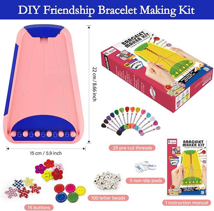 Rdfmy Friendship Bracelet Making Kit for Girls, Arts and Crafts Bracelets String Maker Kit for Kids Ages 8-12 Christmas Birthday Gifts Pink with Blue