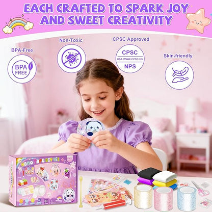 Lokuc Nano Tape Bubble Kit for Kids, 52 Pcs Nano Tape Squishy Maker Kit with Box, Arts & Crafts for 4 5 6 7 8 Year Toddler Girl, Birthday, Halloween, Christmas Gifts for Boys and Girls