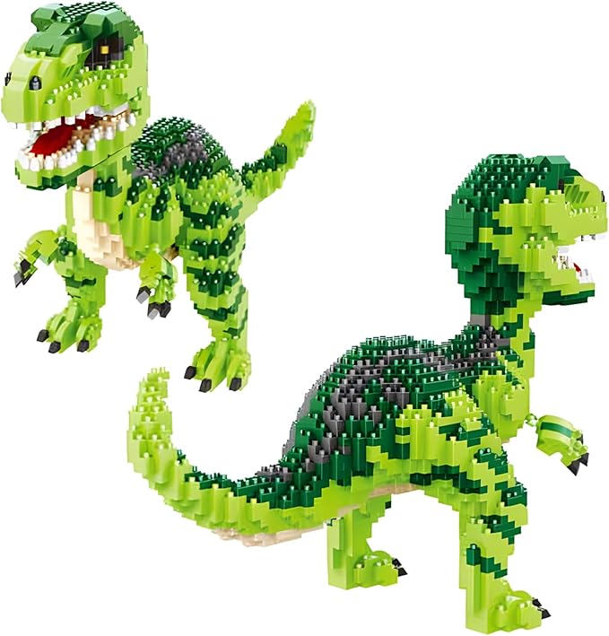Dinosaur Tyrannosaurus Rex Building Blocks Velociraptor Model Decor Micro Mini Blocks Toy Birthday for Age 6+ Children Adults Teens 1457 Pieces
