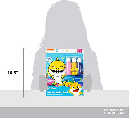 Horizon Group USA Baby Shark Dot Art Pad, Paint and Decorate a Baby Shark Coloring Book with 18 Pages, Includes 3 Dot Markers for Less-Mess Painting, Baby Shark Art Set, Baby Shark Arts and Crafts