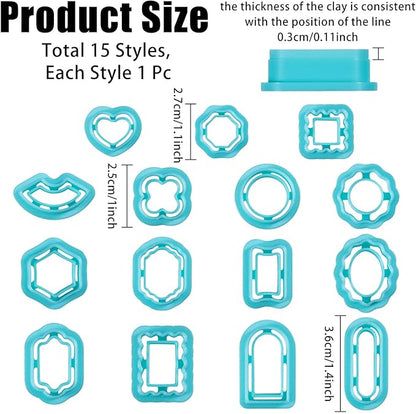 ORIGACH 15 Pcs Frame Polymer Clay Cutters，Vintage Frame Design Clay Cutters for Polymer Clay Jewelry Earrings with a Clear Storage Box