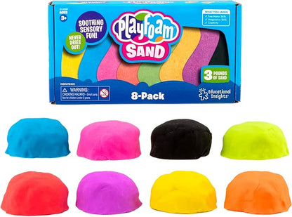 Educational Insights Playfoam Sand 8-Pack - Play Sand for Sensory Table, Squishy Sensory Bin Filler, Moldable Crafting Compound for Toddlers at Home or in the Classroom, Kids Ages 3+