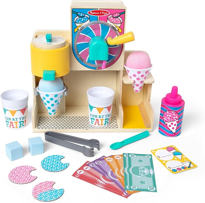 Melissa & Doug Fun at The Fair! Wooden Snow-Cone and Slushie Play Food Set - FSC Certified