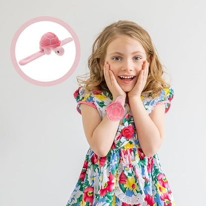 Abaodam Turtle Slap Bracelet Plush Animal Slap Band Toy Hugger Slap Bracelet Cute Wristband for Kids Birthday Party Favors Pink, 10X7.5CM, WJ60386LPW37K722T
