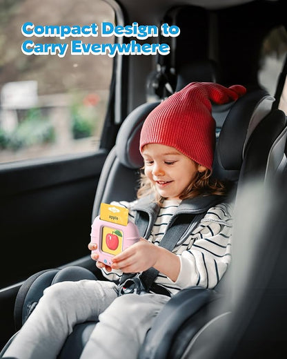 Pink Talking Flash Cards for Toddler 1 2 3 4 Year Olds, Language Learning Toys, Pocket Speech Therapy Toys, Autism Toys, Montessori Toys with 224 Words, Children's Sensory Learning Toys