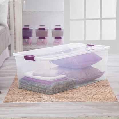 Sterilite 12-Pack 110 Quart ClearView Latch Box, Stackable Organizer Bins with Latching Lids - Clear Plastic Organization Containers for Closet, Bedroom, Shelving Units and Everyday Home Storage