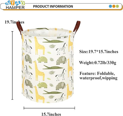 NTAOHAMPER Kids Laundry Hamper, Green Laundry Basket, Baby Nursery Hamper, Waterproof Storage Bin, Clothes Organizer Basket, Room Decor(Green Animal)