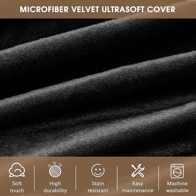 Bean Bag Chairs for Adults - Memory Foam Furniture BeanBag Chair - Kids/Teens Sofa with Soft Micro Fiber Cover - Round Fluffy Couch for Living Room Bedroom College Dorm - 3 ft, Carbon Black