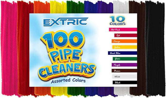 Pipe Cleaners Craft - 100 Pcs Multi-Colored Chenille Stems, 6mm x 6 Inch Fuzzy Sticks, 10 Assorted Colors for DIY Arts and Craft Projects and Decorations