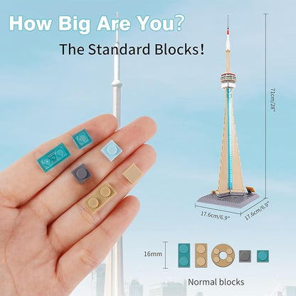 Oichy CN Tower Building Blocks Set, 400 PCS Famous Architecture Model Building Kits, Collection CN Tower Model Building Blocks for Adults and Kids