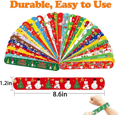 68Pcs Christmas Slap Bracelets for Kids, for Kids Boys Girls Christmas Party Favors Stocking Stuffers.
