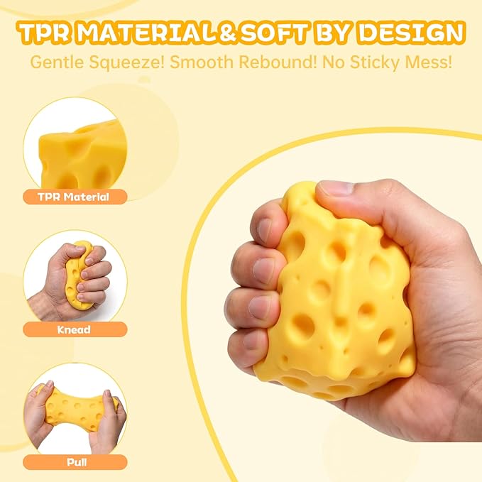 1PCS Yellow Cheese Squishy, Slow-Rising, Soft & Non-Sticky, Anxiety Relief, Big Cheese Squishy for Focus, a Palm-Sized Stress Melter for Desk or Gift