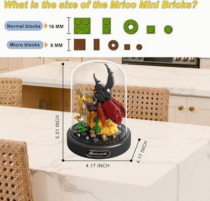 Insects Plant Bonsai Building Set,Adult Mini Animals Friend Set,Insect Collection Gift for Kids,Party Favors Bugs Building Block Kit,Valentines New Year Birthday Gift for Boys Girls(Beetle)
