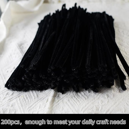 Qirimoi Black Pipe Cleaners Craft Pipe Cleaners Bulk Pipecleaners Crafts Supplies，200Pcs Black