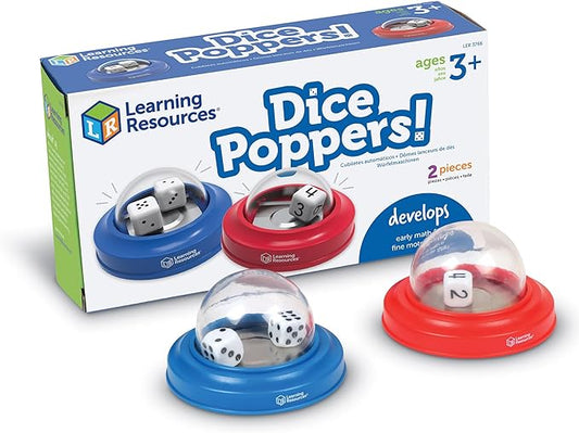 Learning Resources Dice Poppers - 2 Pieces, Ages 3+ Board Game Accessory, Dice Game, Dice Popper for Trivia Nights, Math Games for Kids