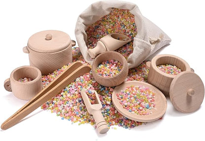 Sensory Bin Toys for Toddlers - Montessori & Waldorf Pretend Play Dish & Tongs - Fine Motor Learning Toys for Sensory Table Activities
