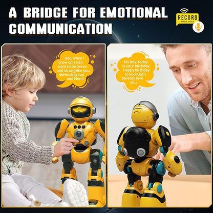 RC Robot Toys for Kids Ages 3 4 5-7 Year Old Magic Record Voice Function, Remote Control Robots Toy for Boys and Girls Programmable Music Dance Interactive Warrior Robo Birthday Gift for Toddler
