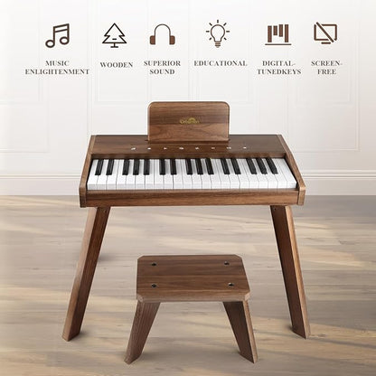 Dreamon Kids Digital Piano Keyboard, Music Educational Instrument Toy, Wood Piano for 3+ Girls and Boys, Christmas & Birthday Gifts for Kids Ages 6-12 Years Old