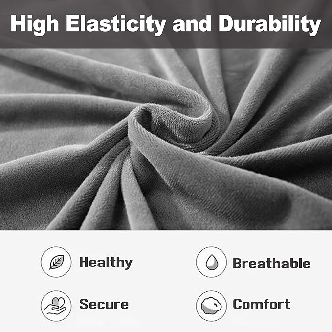 NORTHERN BROTHERS Stretchy Recliner Chair Covers, Velvet Recliner Covers, Lazy Boy Chair Cover (Light Grey, loveseat)