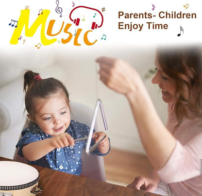 LOOIKOOS Baby Musical Instruments Montessori Toys for Toddlers 1-3,Natural Wooden Percussion Instruments Set for Kids Preschool Educational Musical Toys for Ages 5-9