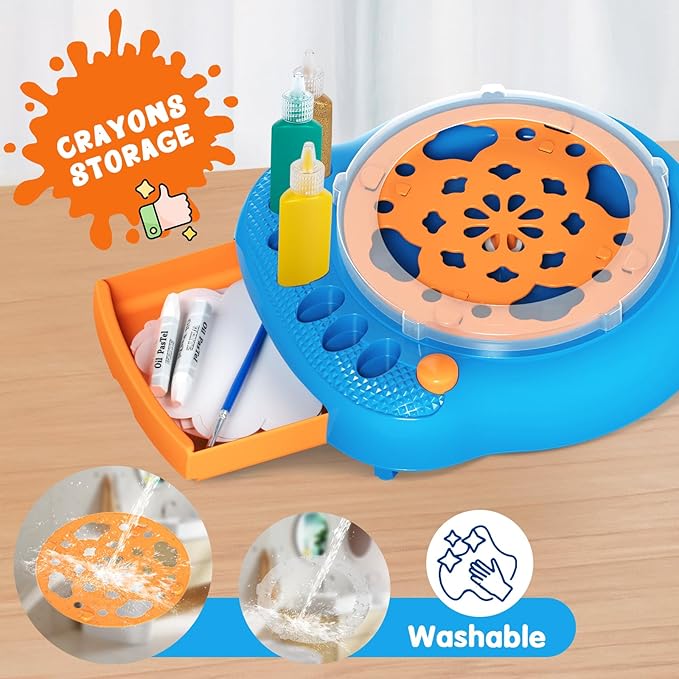 Hewaurorion Paint Spin Art Machine Kit for Kids, Arts & Crafts Painting Spinner Toys Kits Sets for Boys & Girls Ages 6 7 8 9 Year Old Blue