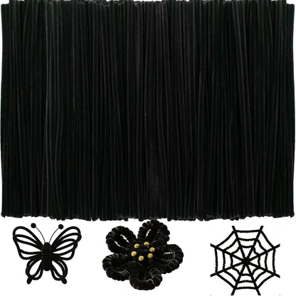 Black Pipe Cleaners Craft Bulk,Arts Crafts,100PCS Chenille Stems,Christmas Gifts Toys for Ages 8-13,Halloween Decorations Art Supplies for Projects Creative DIY Room Decor,Crafts for Adults