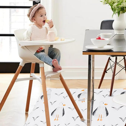 Insular Baby Splat Mat for Under High Chair/Arts/Crafts, Anti Slip and Waterproof Splash Mat for Floor, Portable Picnic Mat, 51x51 Inch, Seagull