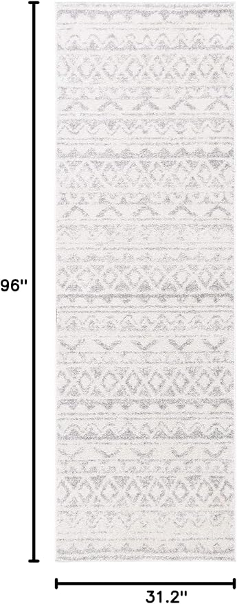 SAFAVIEH Adirondack Collection Runner Rug - 2'6" x 8', Ivory & Grey, Moroccan Boho Distressed Design, Non-Shedding & Easy Care, Ideal for High Traffic Areas in Living Room, Bedroom (ADR119B)