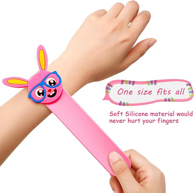 12 Pieces Easter Slap Bracelets Cartoon Easter Egg Chick Rabbit Slap Bands Cute Silicone Snap Bracelets for Kids Adults Gifts Party Favors