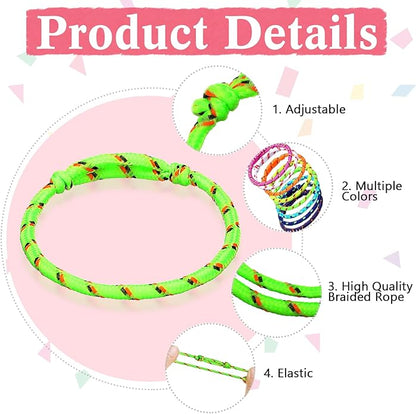 Friendship Bracelets Rope 168 Bracelets in 8 Assorted Colors Adjustable Bracelets for Kids Neon Rope Woven Friendship Bracelets for Girls and Boys Goody Bag Stuffers Party Favors